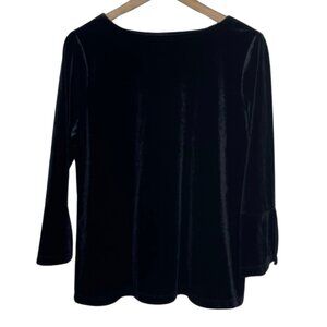 APPLESEED'S | Black 3/4 Sleeve Velour Bell Sleeve Top | Size M